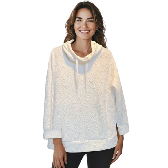 Sunday White Quilted Hoodie  Sweatshirt Size XL with Pockets - Picture 1 of 9